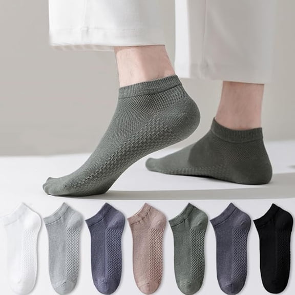 No Show Socks Men, Ankle Socks 7-Pack , Breathable & Moisture-Wicking,One Size Fits Most (US 7-10)