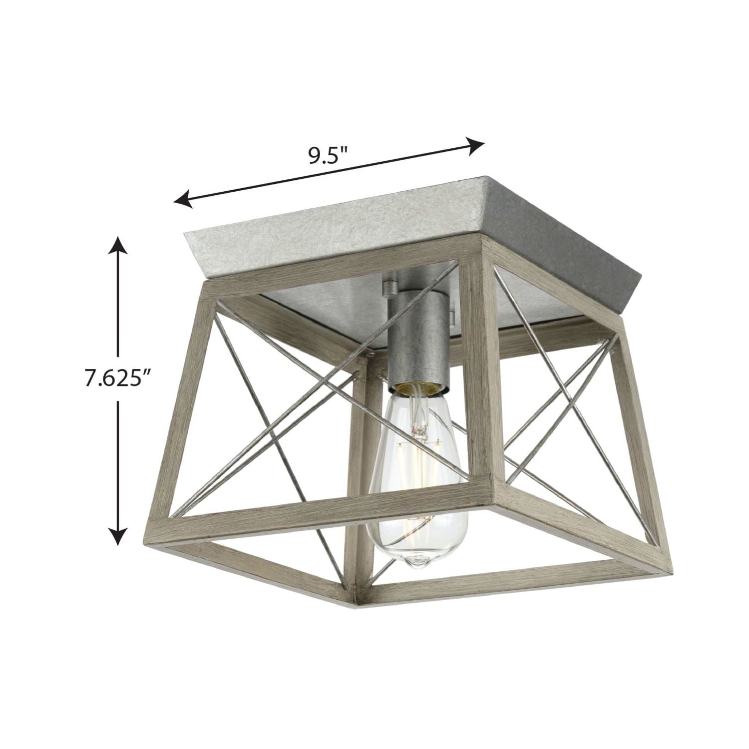 Progress Lighting Briarwood Collection 1 Light 9.5" Farmhouse Galvanized Flush Mount Ceiling Light