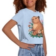 thumbnail image 4 of Uourmeti Capybara Short Sleeve Crop Top for Girls 7-8 Summer Casual Sports T-Shirt Flower Lightweight Loose Crewneck Pullover, 4 of 6