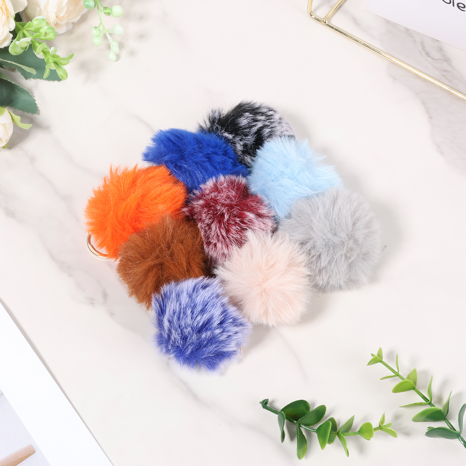 60 Pcs Pom Pom Keychain Fluffy Pompom Keychain Soft Pompom Keyring for Girls Women Hats Shoes Bags Accessories Multicoloured