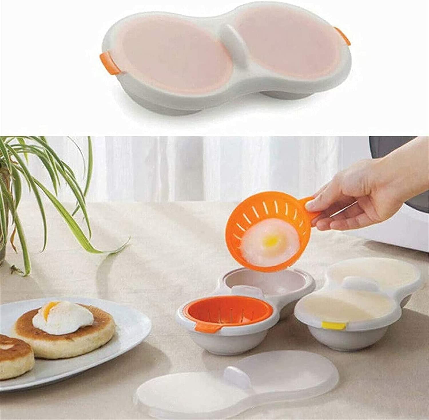 Microwave Egg Poachers Double Cup Egg Boiler Draining Egg Boiler Non-Stick Feature Microwave Ovens Cooking Tools Steamer Kitchen Gadget