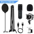 thumbnail image 2 of 2021 Upgraded USB Condenser Microphone for Computer, Great for Gaming, Podcast, LiveStreaming, YouTube Recording, Karaoke on PC, Plug & Play, with Adjustable Metal Arm Stand, Ideal for Gift, Black, 2 of 3