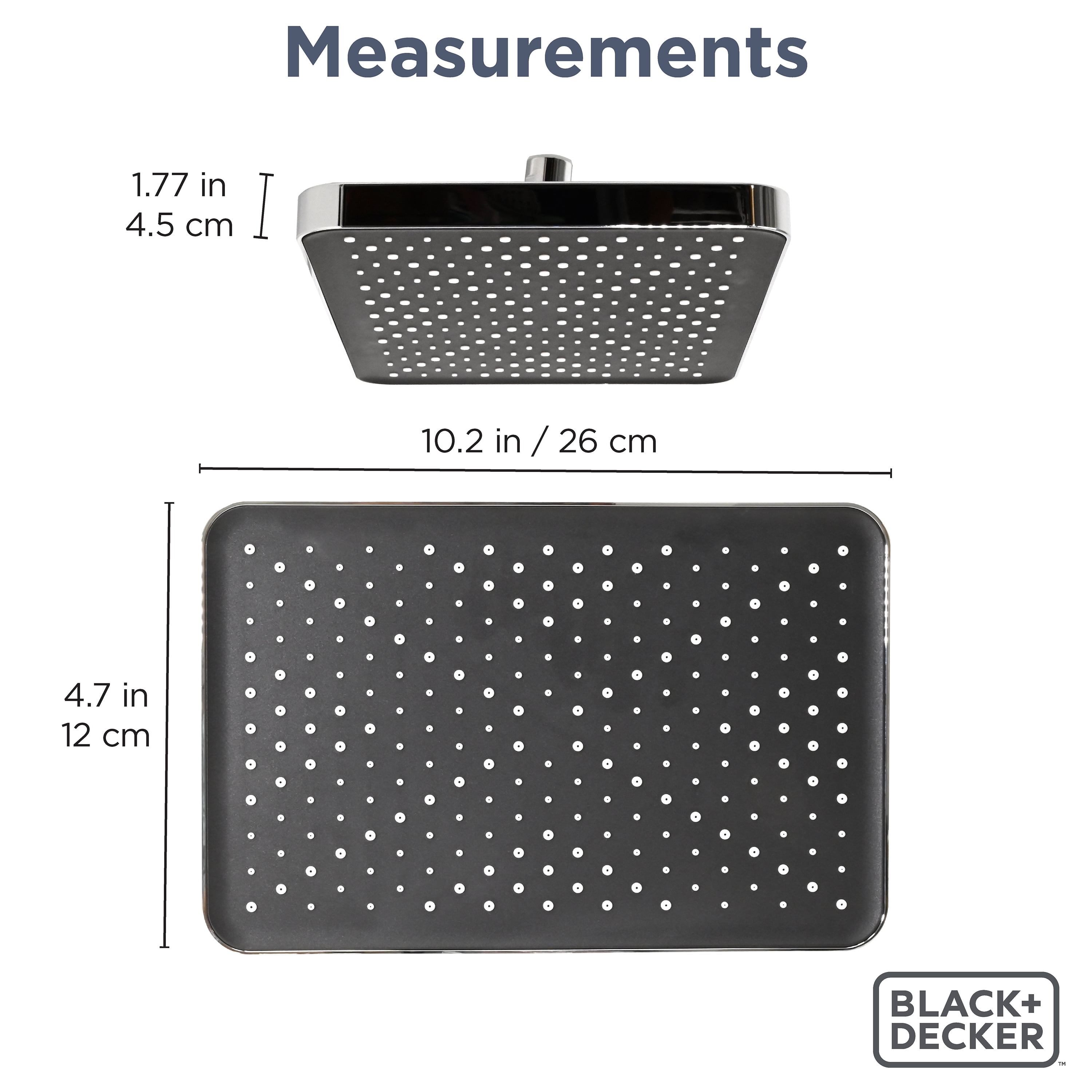 BLACK+DECKER Oversized Rainfall Shower Head, Chrome