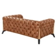 thumbnail image 3 of Crafters and Weavers Olivia Leather Tufted Chesterfield Loveseat in Light Brown, 3 of 4