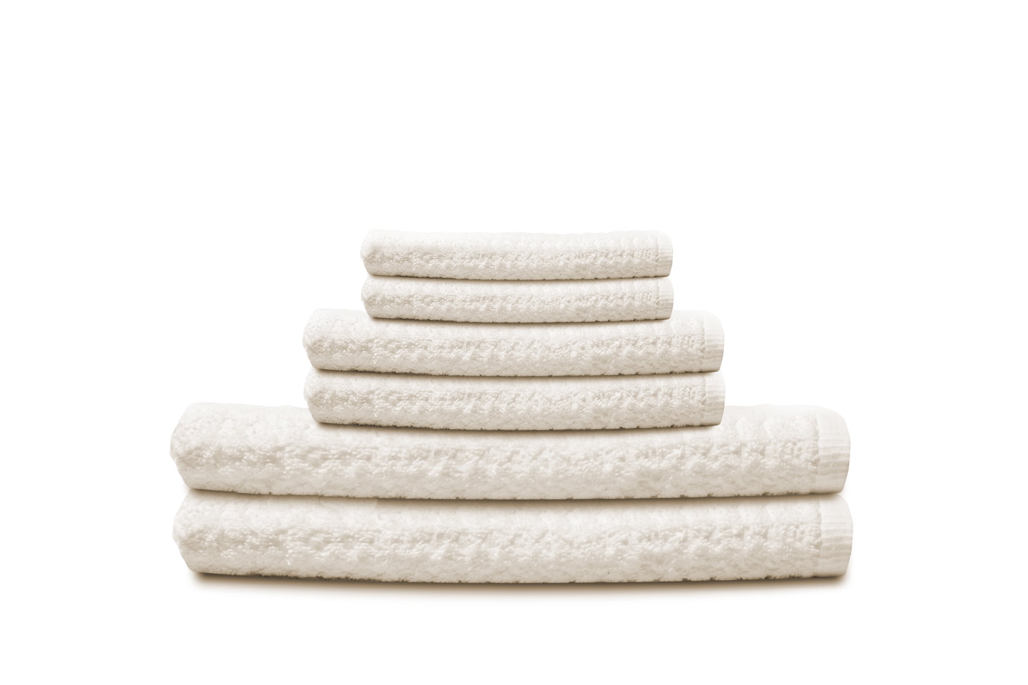 Textured 6Piece 100 Combed Cotton Bath Towel Set In Ecru Walmart