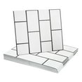 thumbnail image 1 of Uxcell 10 Piezas Azulejos de Mármol Autoadhesivos, Panel de Pared Impermeable para Salpicadero, Azulejos de Ducha Autoadhesivos de 11.81"x11.81" para Baño, Diseño de Ladrillo Blanco, 1 of 7