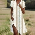 thumbnail image 2 of Levmjia Women Floral Dress V-Neck Short Sleeve Summer Casual Loose Fit Comfortable Cotton Maxi Dress For Vacation Beach Party Multi Color Option, 2 of 6