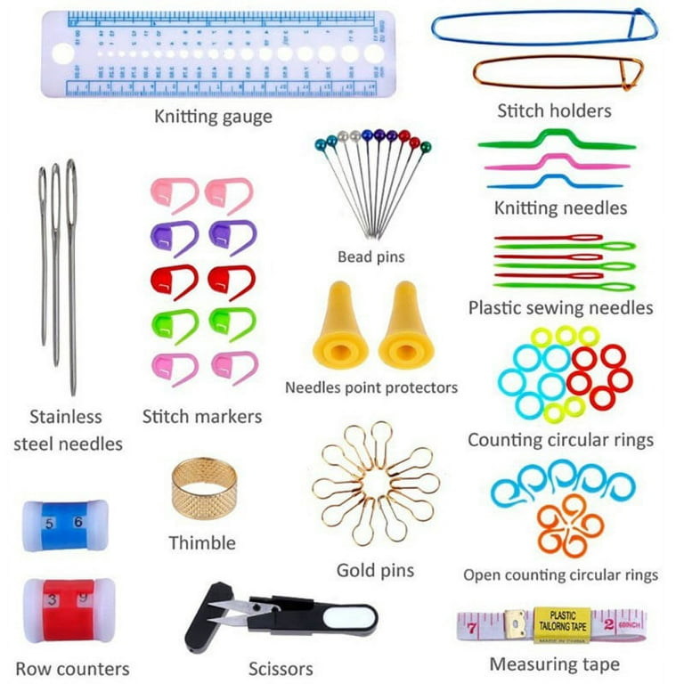 Aluminum Crochet Hooks Set Knit Craft Sewing Needle Set Kit Gauge Scis –  Rosebeading Official