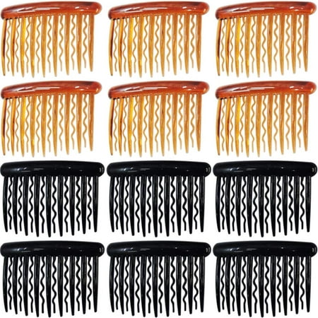 12 Pieces Tortoise Side Combs Plastic Teeth Hair Comb for Fine Hair Thin  Hair Accessories, Black and Brown | Walmart Canada
