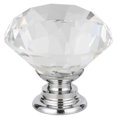 thumbnail image 1 of 20 x Pomo de puerta de armario con cajón de armario - Diamante de cristal transparente + Base plateada - 30 mm, 1 of 4