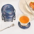 thumbnail image 3 of Yayeee 6 PCS Drink Coasters with Holder Set Woven Absorbent Round Tabletop Hot Pad, Crystal Ball, 3 of 7