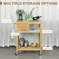 thumbnail image 4 of HOMCOM Mobile Bamboo Kitchen Island Serving Cart for Dining Room on Wheels, 4 of 10