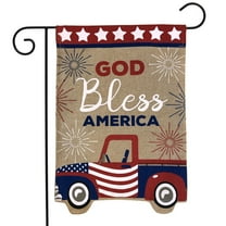 Briarwood Lane Patriotic Truck Burlap Garden Flag