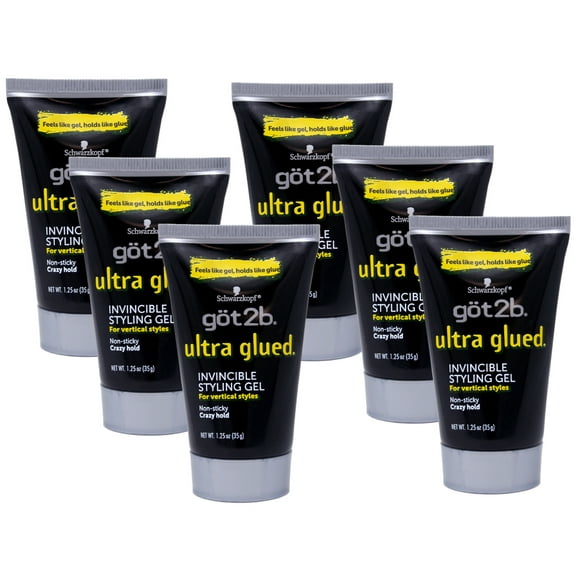 Schwarzkopf Got 2b Ultra Glued Invincible Styling Gel, 1.25 oz, 6 Pack