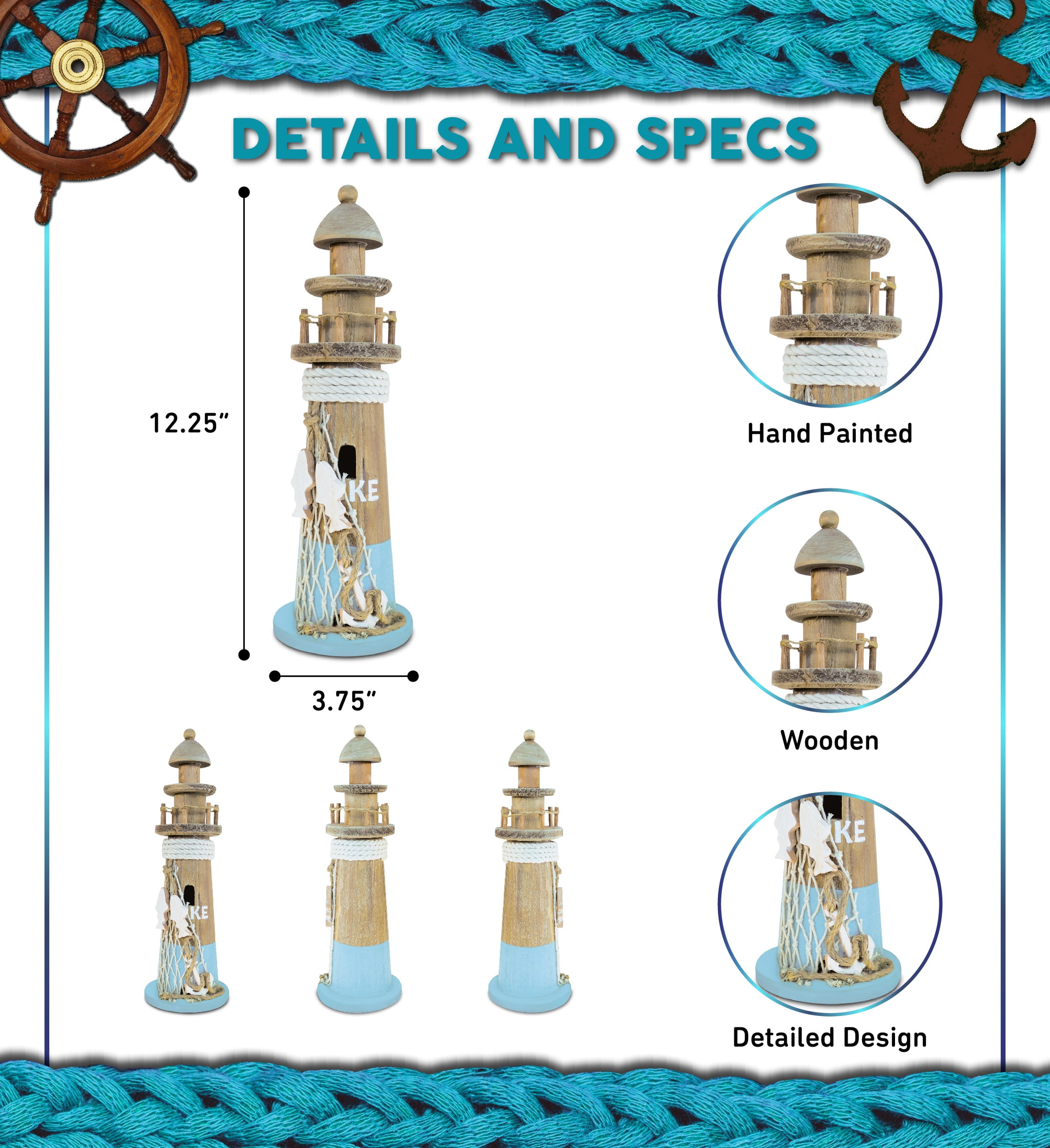 Mediterranean Style Nautical Ocean Flash Lighthouse Fishing Net Starfi –  acacuss