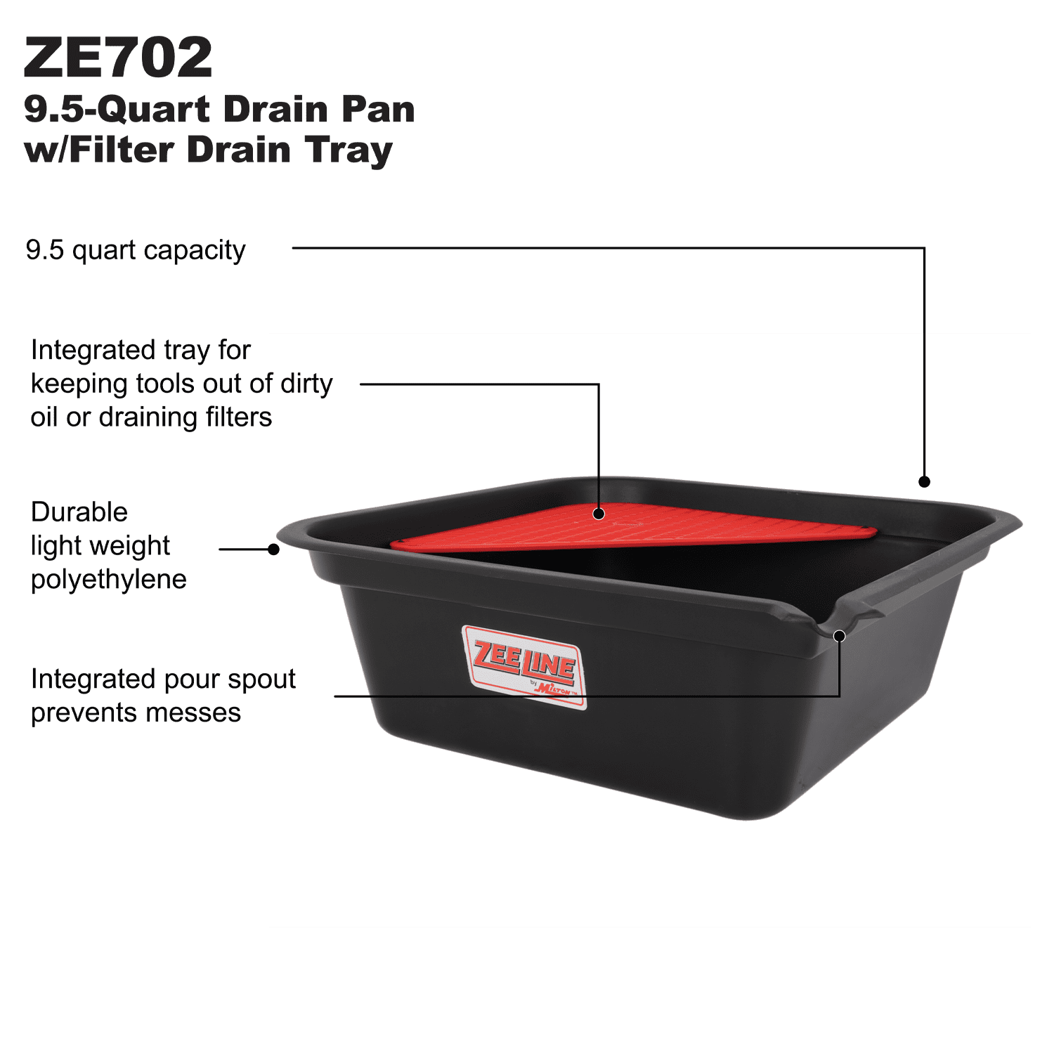 Zeeline by Milton ZE702 - 9.5-Quart Drain Pan with Filter Drain Tray