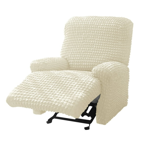 Stretch Recliner Slipcover Recliner Chair Cover, Elastic Bubble Plaid Fabric Single Seat Armchair Covers Anti-Slip Recliner Cover For Recliner Armchair-Rice color