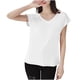 thumbnail image 2 of Pijama de manga corta para mujer, color liso, manga corta, camiseta fina con cuello en V, pijama de manga corta, blusa de poliéster para mujer, 2 of 8