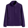 thumbnail image 2 of Nfurl Womens Fleece Jackets Fitted Solid Color Long Sleeve Zip Up Jacket Casual Outerwear Stand Collar Plus Size Fall Winter Coats Basic Purple XXXXXL, 2 of 7