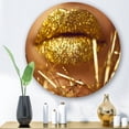 thumbnail image 2 of Designart 'Golden Female Lips' Modern Circle Metal Wall Art 11x11 - Disc of 11, 2 of 5