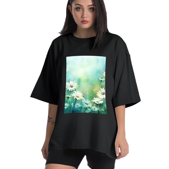 Plus Size Shirt for Women Black Tops for Women Short Sleeves Shirt for Women Flower 20 T Shirt Crewneck Shirt for Women XS