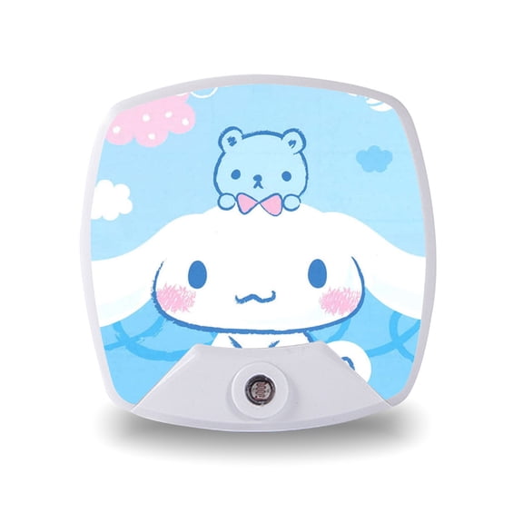 Cinnamoroll night light plug-in dimmable LED night light with automatic dusk to dawn sensor, soft warm white night light for hallway, bedroom, kids room, kitchen, stairs