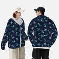 thumbnail image 4 of Daiia Ice Blue Starfish and Jellyfish UPF 50+ Sun Protection Hoodie Jacket Lightweight Long Sleeve Sun Shirt for Women Men with Pocket Hiking Outdoor-XX-Large, 4 of 7