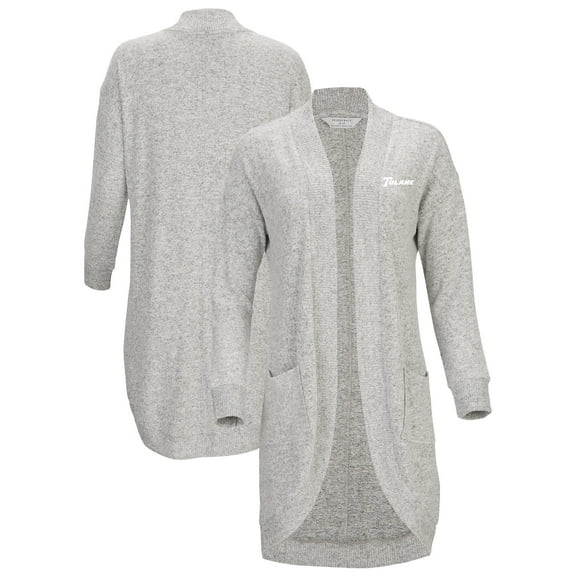 Women's Gray Tulane Green Wave Oversized Cuddle Tri-Blend Cardigan