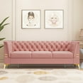thumbnail image 5 of Velvet Sofa Couch, Atumon Velvet Sofa with Gold Metal Legs, Couches and Sofas, Modern Sofa Furniture, Velvet Upholstered Sofa for Living Room Bedroom Apartment, 82.68"L x 30.51"W x 30.9"H, Pink, 5 of 10