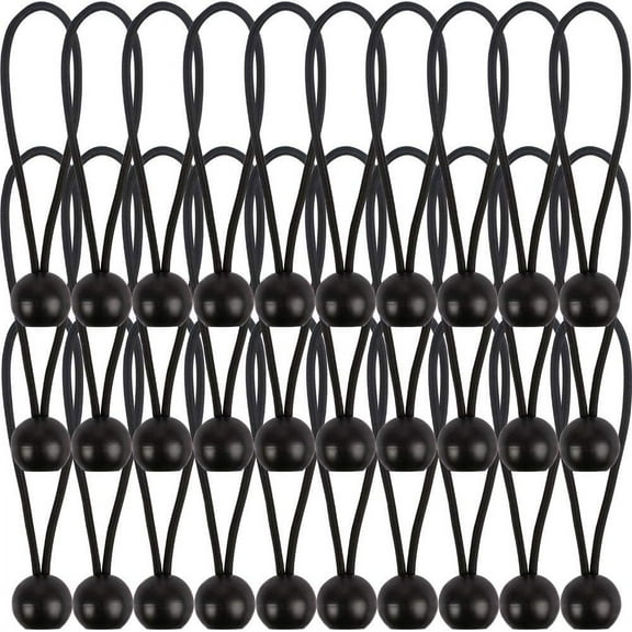 30 Pcs Bungee Balls 6Inch Black Ball Bungees Heavy Duty Heavyweight 6 inch Tarp Bungee Cords, Weather Resistant Tie Down Strap 4mm Thickness - for Camping, Tents, Cargo, Holding Wire and Hoses