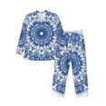 thumbnail image 1 of Balery Blue Watercolor Pijama para Hombre de Dos Piezas con Manga Larga, Conjunto de Dormir y Descanso Suave con Bolsillos-XX-Large, 1 of 1