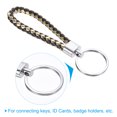 thumbnail image 3 of Braided Leather Keychain with Stainless Steel Key Ring, PU Woven Wristlet Lanyard, Black Golden 3 Pack, 3 of 5
