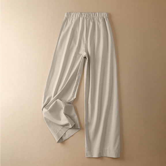 Idoravan Women's Plus Size Pants Clearance Womens Fashion Casual Solid Color Split Mid Waist Loose No Belt Elasticity Wide Leg Long Pants