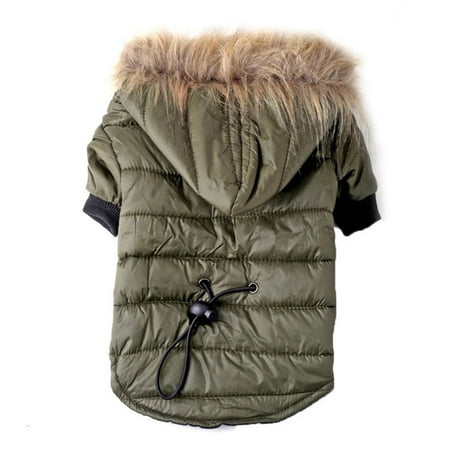 Windproof Thicken Winter Pet Puppy For Yorkies Chihuahua Clothing Dog Coat Hoodie Puppy Outfits Dog Clothes GREEN S