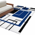 thumbnail image 2 of Abstract Lines Art Washable Area Rugs 4'x6', Black Blue Geometric Modern Stripe Low Pile Throw Living Room Rug Non-Slip Sturdy Edge Binding Carpet for Indoor Entryway Bedside Kitchen, 2 of 9