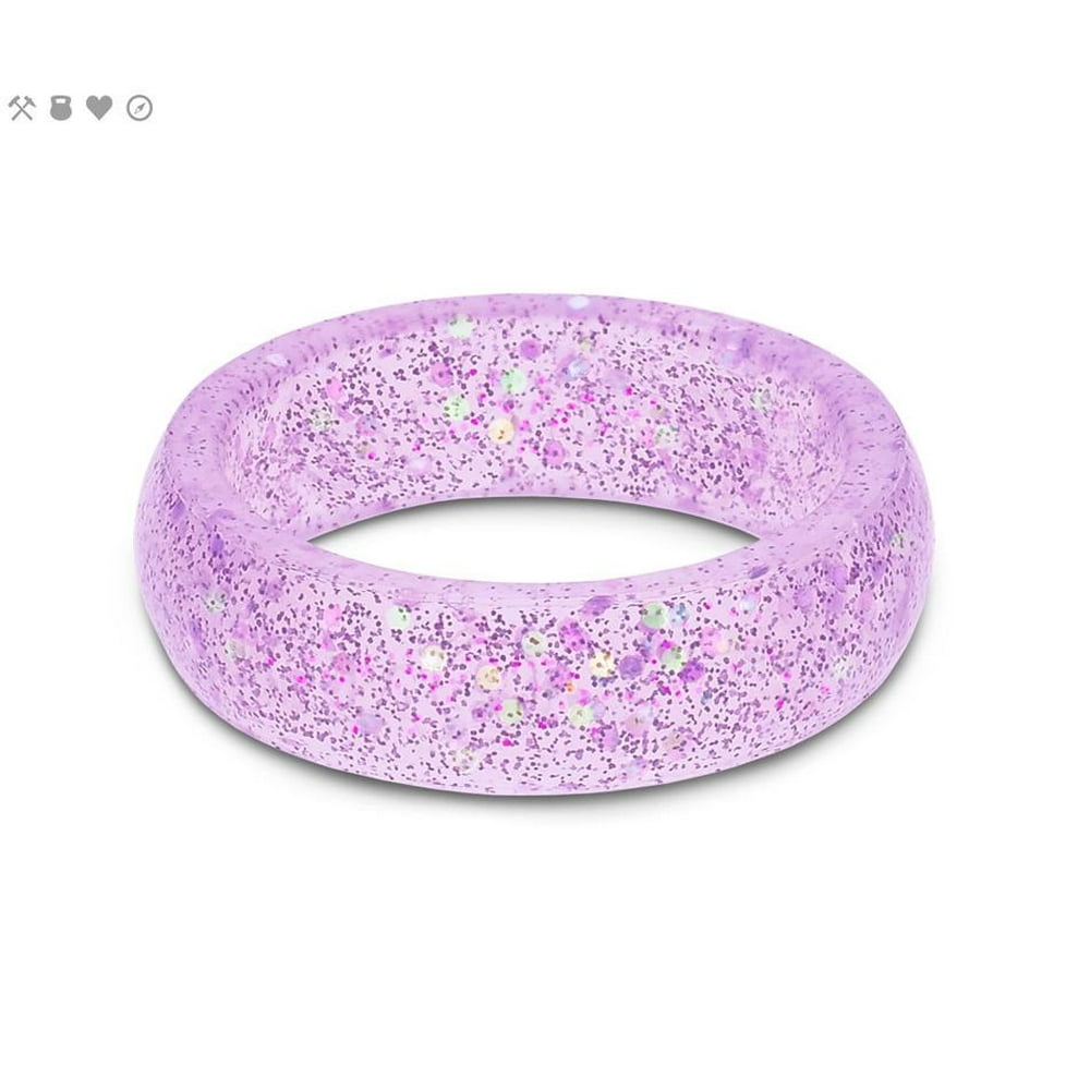QALO qalo women's purple sparkle classic silicone ring, size 5