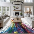 thumbnail image 4 of Rainbow Soccer Washable Area Rug 6 x 9 ft Abstract Paint Trails Artistic Multicolor Fluid Art Ball , Soft Non Slip Rugs Stain Repellent Indoor Felt Carpet for Living Dining Room Bedroom Home Office, 4 of 9