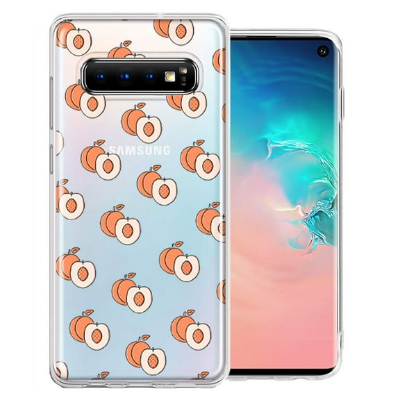 MUNDAZE For Samsung Galaxy S10 Plus Polka Dot Peaches Design Double Layer Phone Case Cover