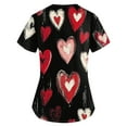 thumbnail image 3 of Valentine's Day Nurse Uniforms for Women Summer Love Heart Printed V-Neck Breathable Workwear Shirt Short Sleeve Professionals Soft Stretch T-Shirts with Pockets black X-Large, 3 of 4