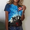 thumbnail image 2 of Cavosen Short Sleeve Tops for Women Crew Neck 4th of July Patriotic Tee Red White and Blue Graphic Shirt Summer Basic Tops, 2 of 5