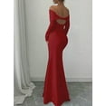 thumbnail image 4 of LWavelet Womens Off Shoulder Long Sleeve Bodycon Maxi Dress Evening Formal Party Dress Red XL, 4 of 5