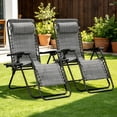 thumbnail image 6 of HaiCube Zero Gravity Chair Set of 2, Adjustable Reclining Outdoor Lounge Chairs with Cup Holder Tray & Headrest, Portable Folding Patio Chairs for Camping, Pool, Backyard, Gray, 6 of 6