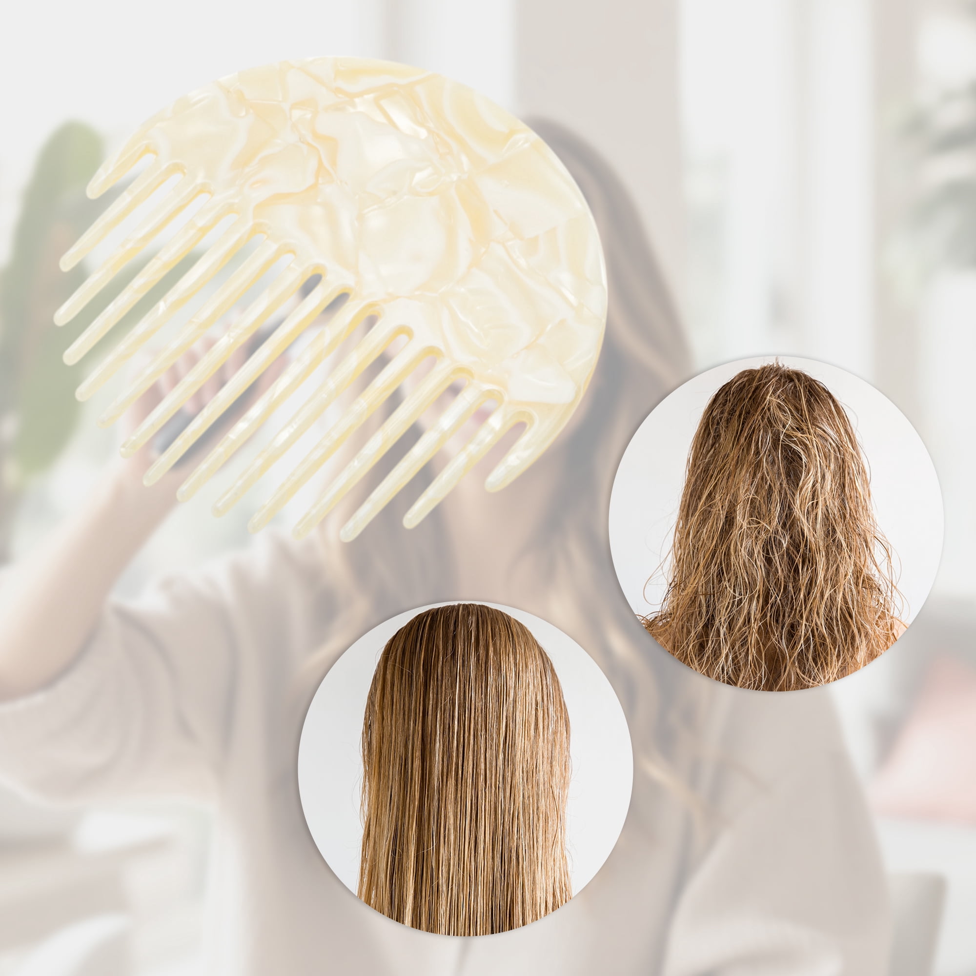 Unique Bargains 1 Pc Durable Convenient Round Hair Comb for Styling Detangling Yellow