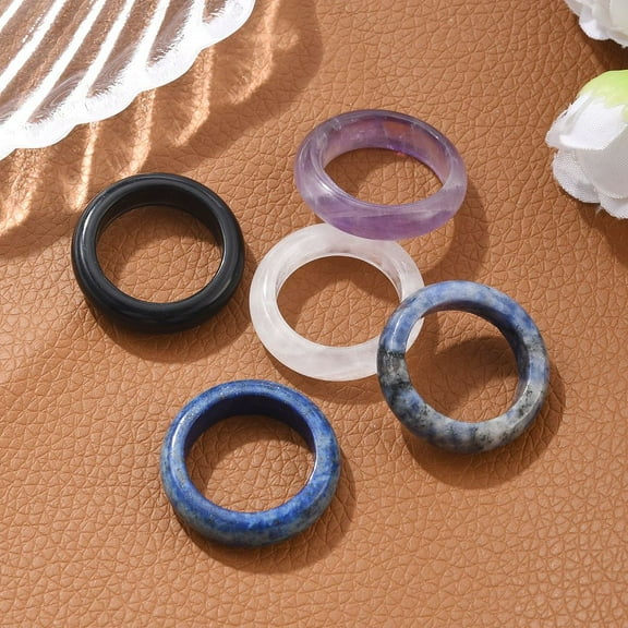 Natural Gemstone Plain Band Ring for Women Size 6 1/2(16.9mm)