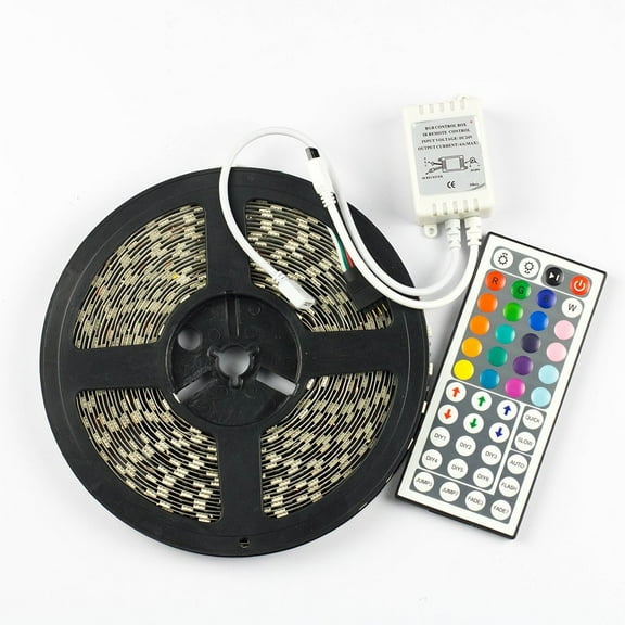 SUPERNIGHT 10M RGB 600LEDs Flexible 32.8ft SMD 5050 LED Strip Light Non-Waterproof   44Keys IR Remote Control(24V)