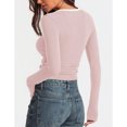 thumbnail image 4 of YYDGH Long Sleeve Shirts for Women Square Neck Ribbed Slim Fitted Basic Tees Scoop Neck Going Out Tops Pink L, 4 of 7