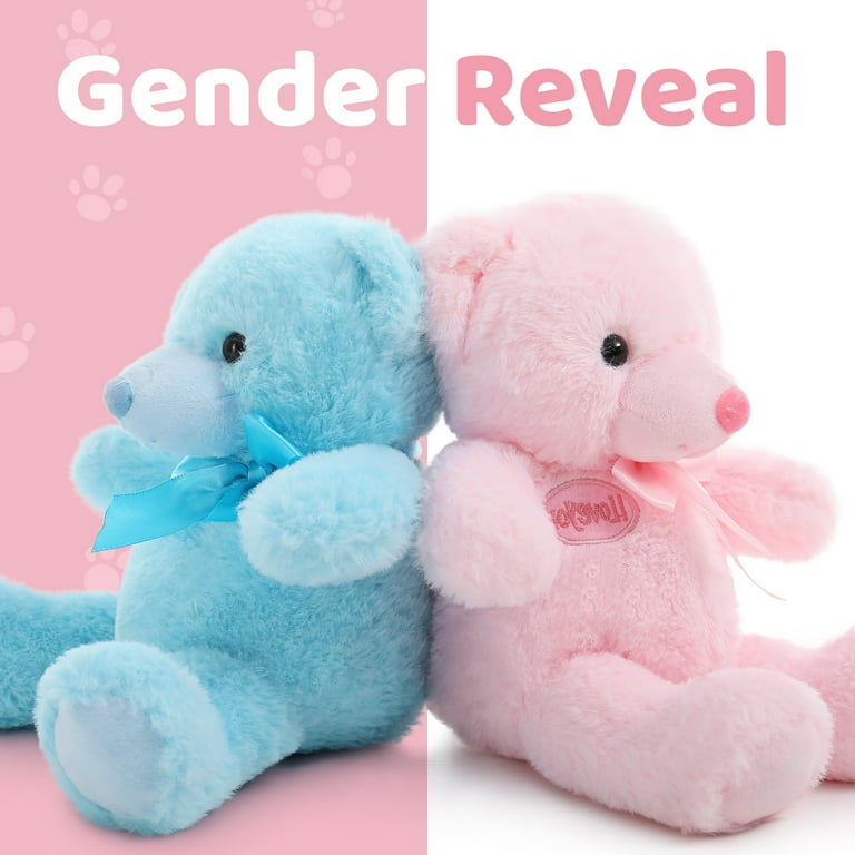 MorisMos 2 Packs Teddy Bears Gender Reveal Stuffed Animal Cute