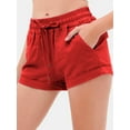 thumbnail image 3 of Made by Olivia Women's Drawstring Elastic Waist Casual Comfy Cotton Linen Beach Shorts, 3 of 6