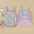 thumbnail image 2 of Baby Girl Boy Easter Bunny Romper Sleeveless Knitted Bodysuit Overalls My 1st Easter Outfit Cute Clothes, 2 of 7