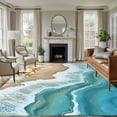 thumbnail image 2 of 6x9 Area Rugs, Coastal Beach Ocean Non-Skid Rubber Backing Large Rectangle Rugs - Living Room Bedroom Home Office, Nautical Starfish Shells Conch Indoor Floor Mat Carpets Washable Rug, 2 of 9